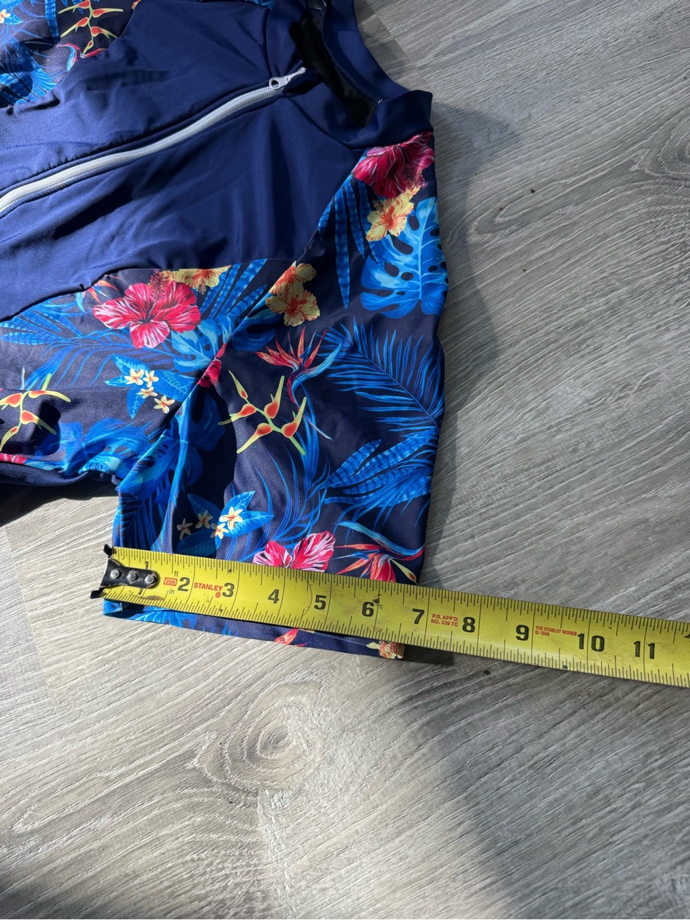 Swim Dress Navy Floral Short Sleeve Zip-Front Shorts Modest Beachy Tropical - Picture 16 of 16